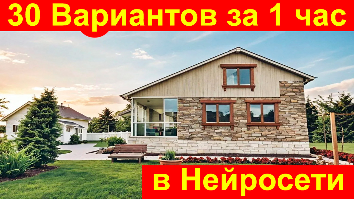 Сам сделал в Нейросети Дизайн Проект Фасада Дачного Дома