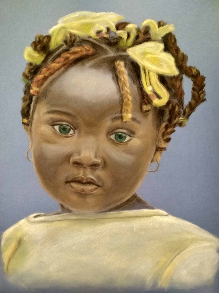 "Негритяночка" моя работа (бумага, сухая пастель, 2021г)