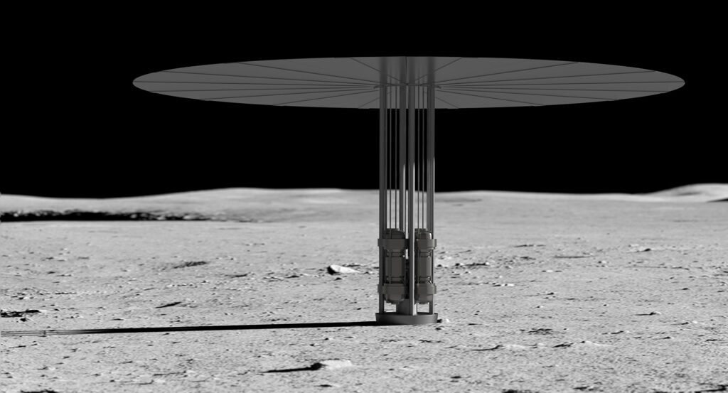 40-киловаттный ядерный реактор на Луне. Иллюстрация: NASA