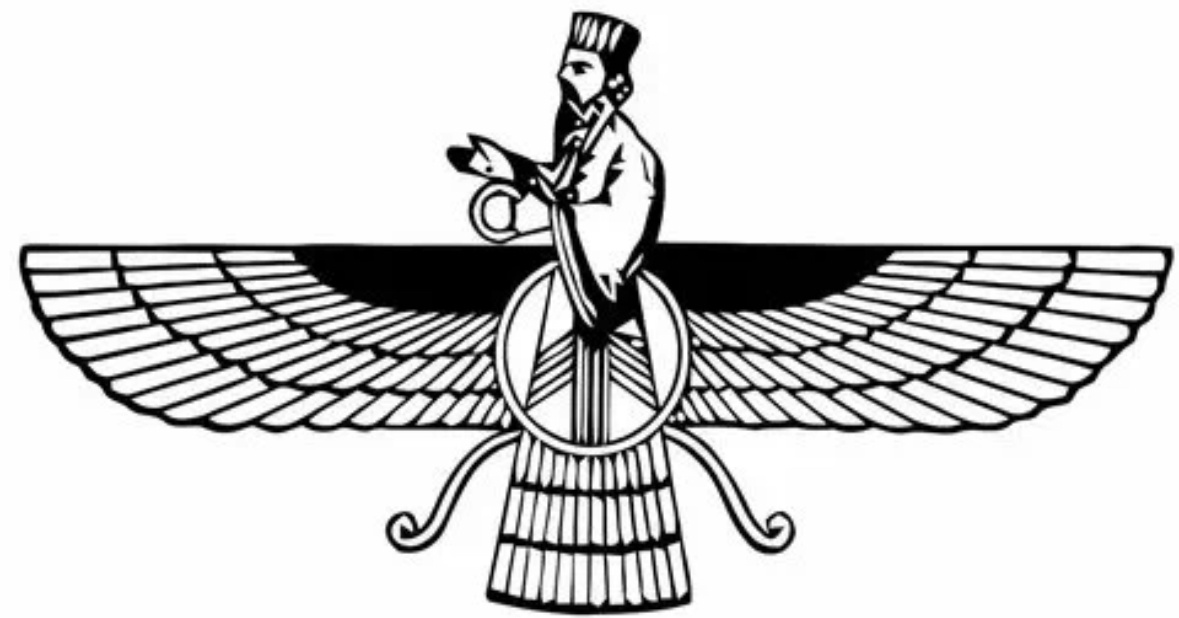 Символ зороастризма - Фаравахар, олицетворяющий духовный прогресс