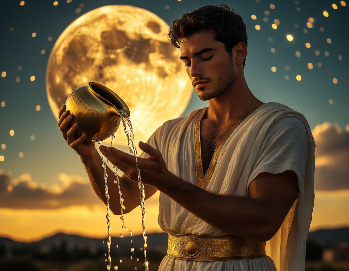 Так ИИ видит полнолуние в Водолее, всем яркости и красоты! Пальцы на кувшине очень странные)) 