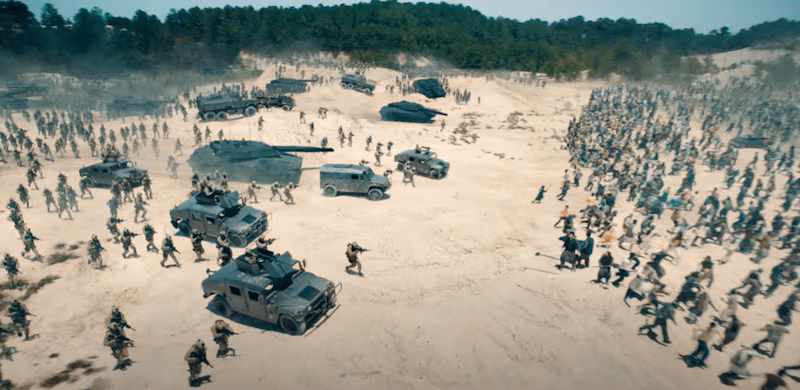 Хотя в реальной жизни были и другие конфликты, отражающие эту динамику, сцена вызывает ассоциации, прежде всего, с конфликтом Израиля и Палестины по той причине, что боравианцы изображаются как этнически белые, в то время как джарханпурцы – не белые