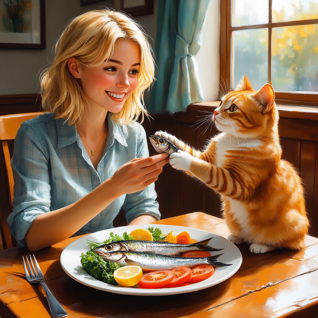 Кошки любят рыбку!)