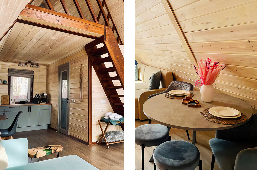 В современных номерах есть всё, чтобы остановиться на несколько дней: плита, посуда, кофеварка, тостер и стиральная машина.