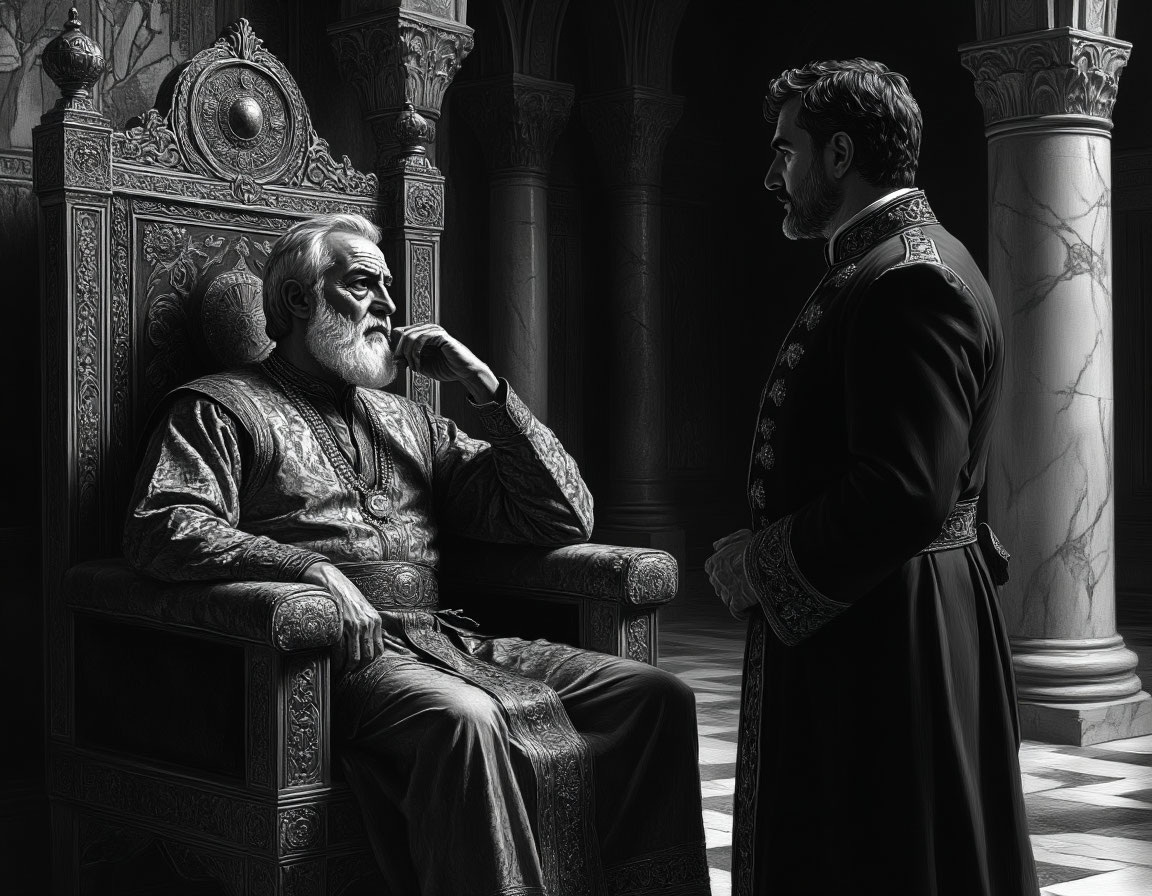 В тронном зале Константинополя уставший император Андроник II и его хитрый советник, великий дука Алексей, обсуждают новую, коварную стратегию против Османа.