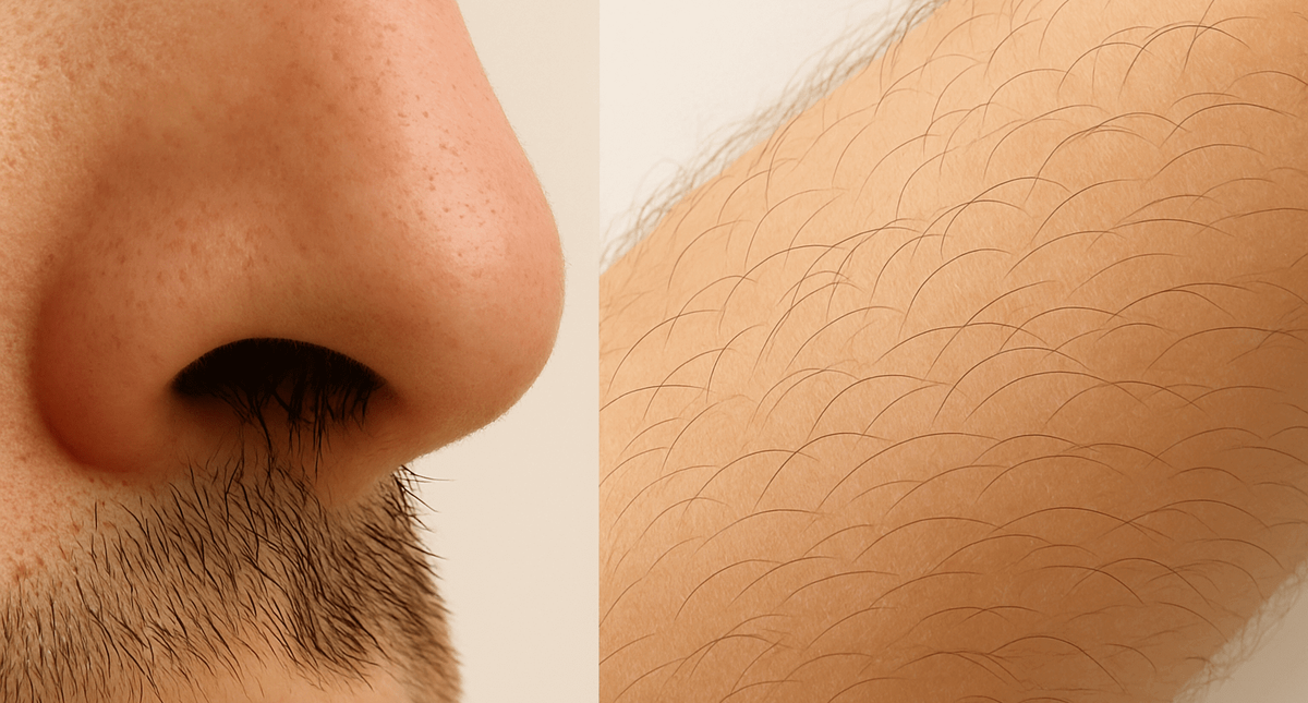    Почему в носу щекотно даже от одного волоска, а волосы на теле почти не щекочут?