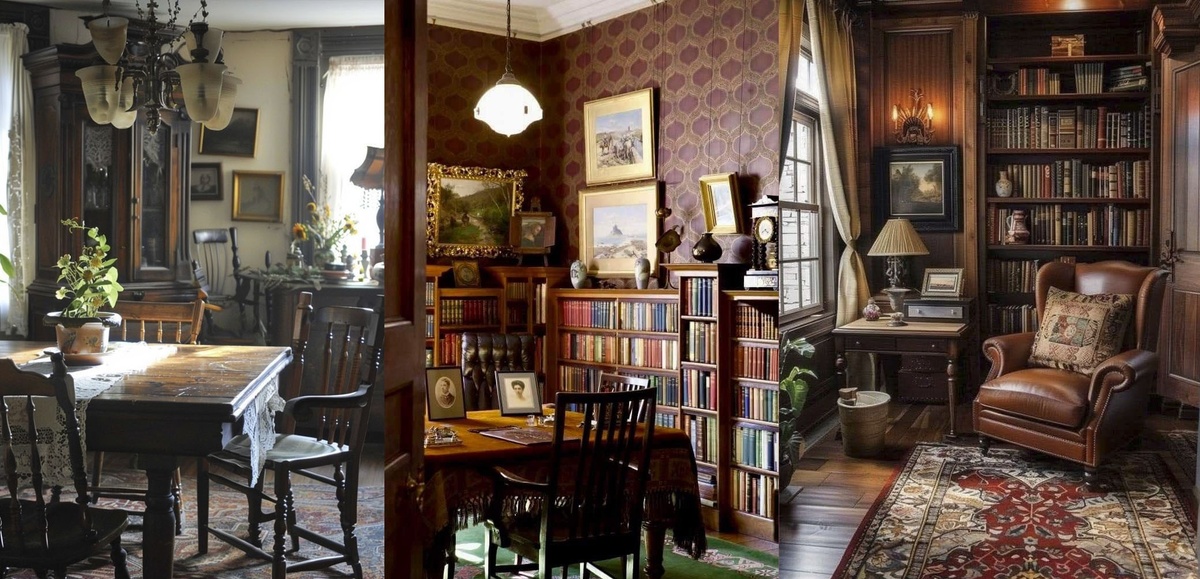 Какое эстетитическое удовольствие видеть книги в домах. В этом доме книг было много всегда. 