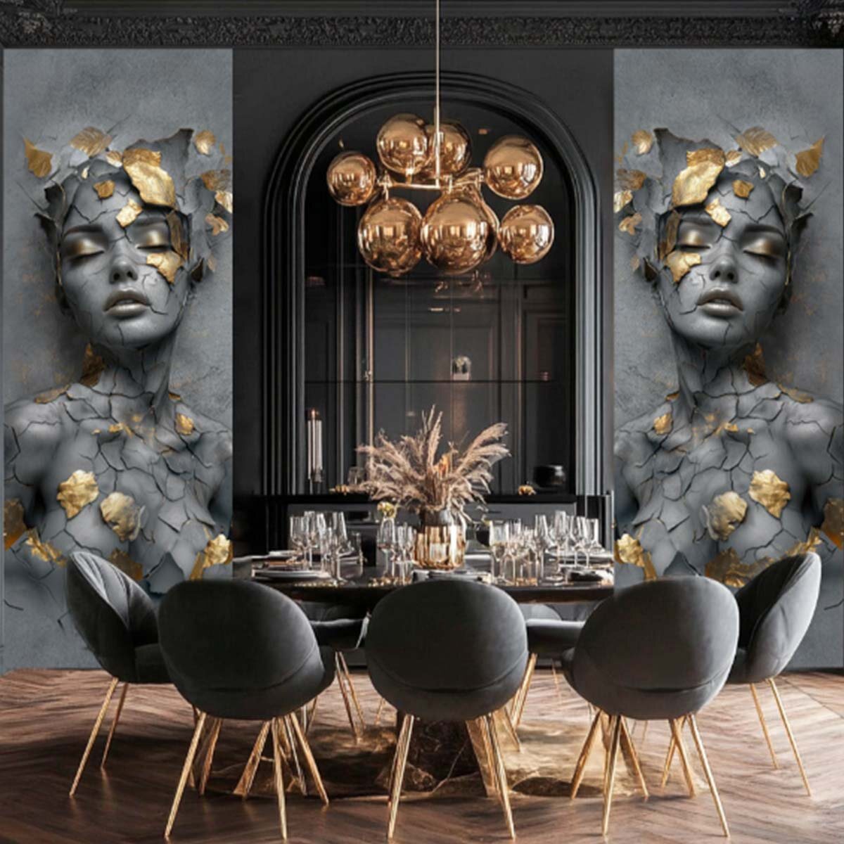 Пример акцентного оформления стен флизелиновыми фотообоями VEROL. Артикул на WB: 417592867.