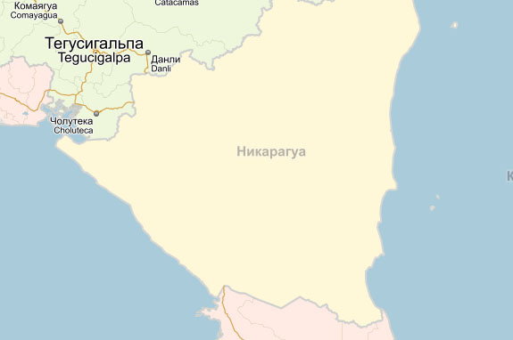    Никарагуа — крупнейшее по площади государство в Центральной Америке, между Коста-Рикой (на юге) и Гондурасом (на севере). Фото: Яндекс.Карты