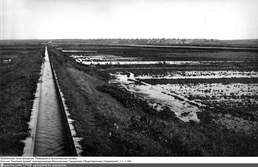 Территория современного Марьино в 1913-1914 годах. Поля аэрации