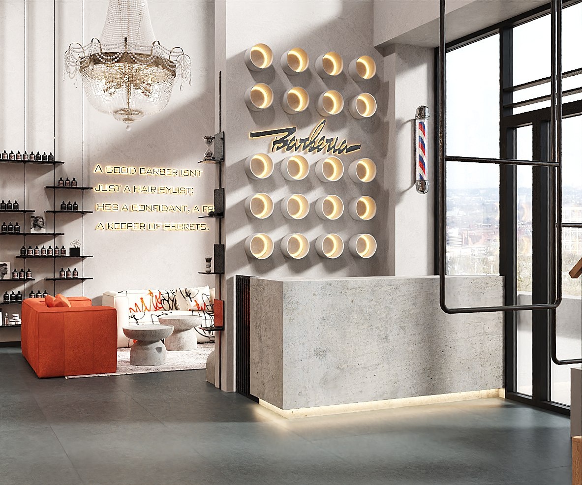 Визуализация барбершопа «Пропаганда». Проект студии «InzOnia»