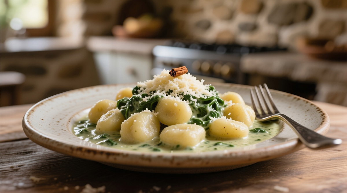 Картофельные ньокки с соусом из шпината