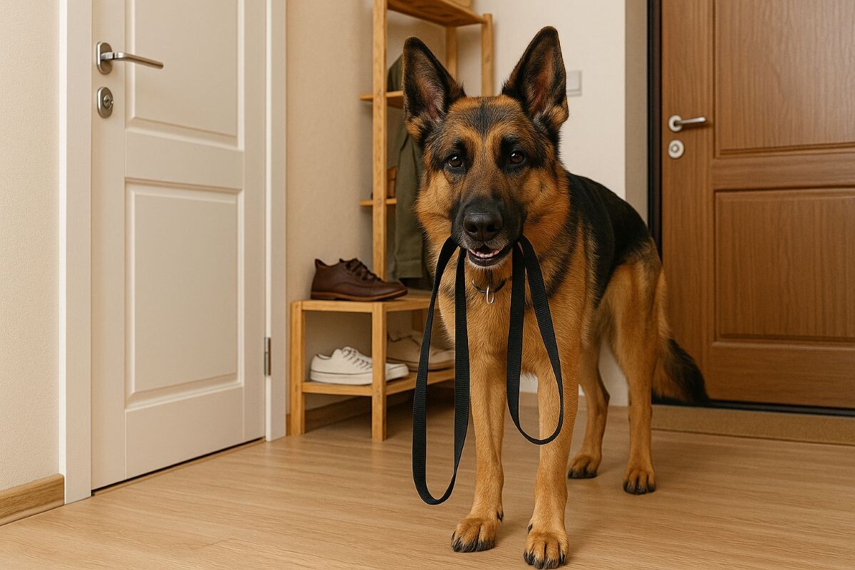 Иногда и не поймешь, кто кого учит ходить на поводке: хозяин — собаку или собака — хозяина. Источник: нейросеть📷
