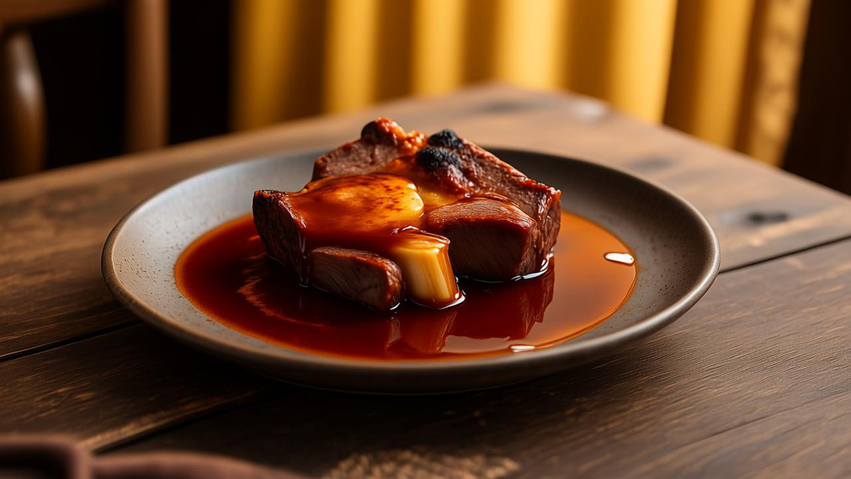 Говяжьи щеки с красным винным соусом