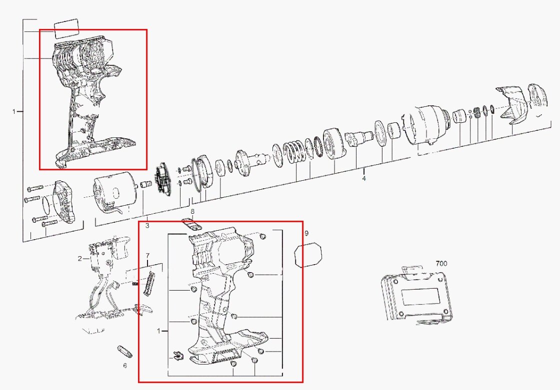 Оригинальный Корпус 200755009 для аккумуляторного винтоверта AEG BSS18-0
