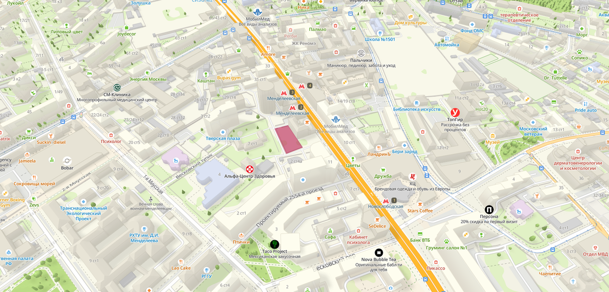 Пятно застройки ЖК Новослободская, 19