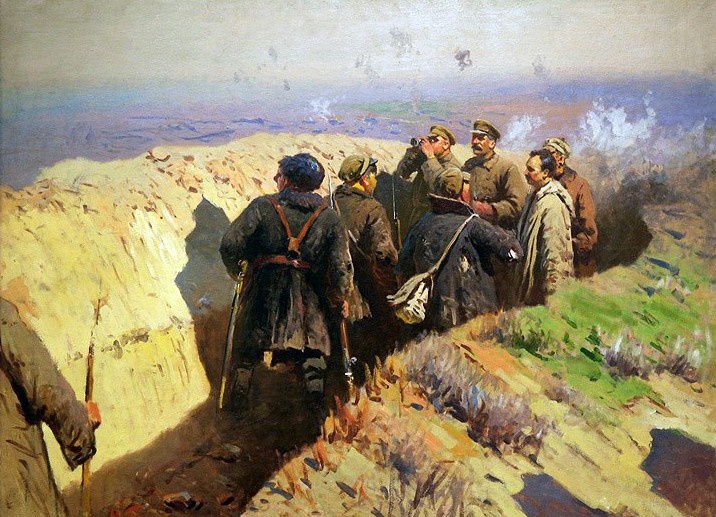 Сталин и Ворошилов в окопах под Царицыном.