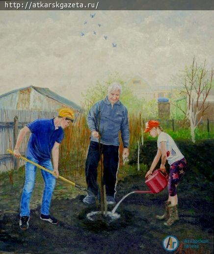 Сажаем яблоньку.