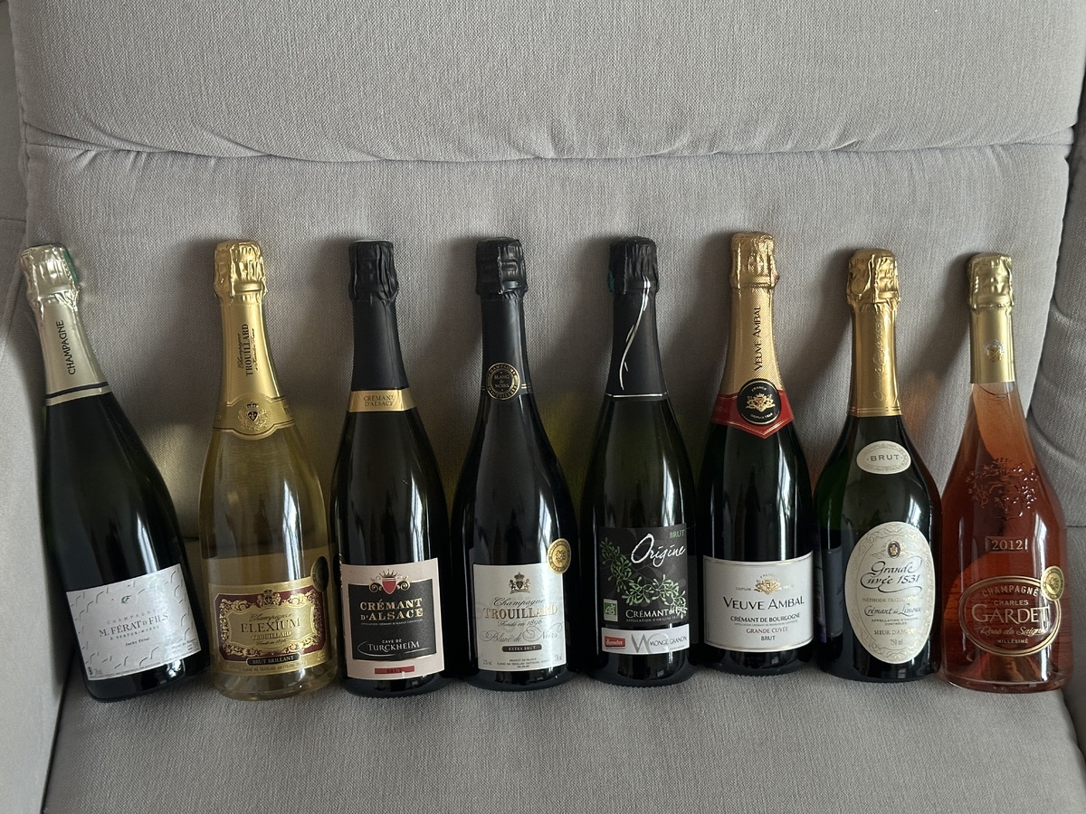 Наши образцы, спрятанные для слепой дегустации игристых Франции