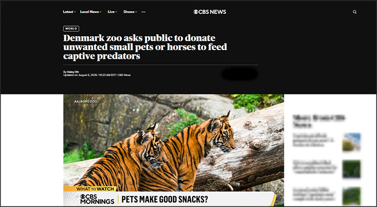    В Дании просят граждан сдавать питомцев на убой. Скриншот: CBS News