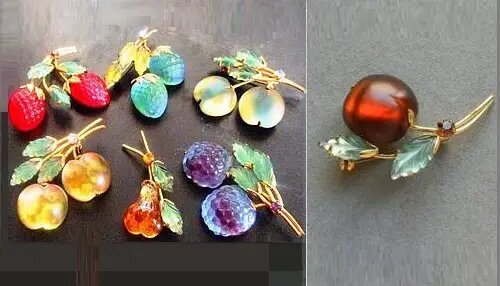 Винтажные украшения с ягодами и фруктами