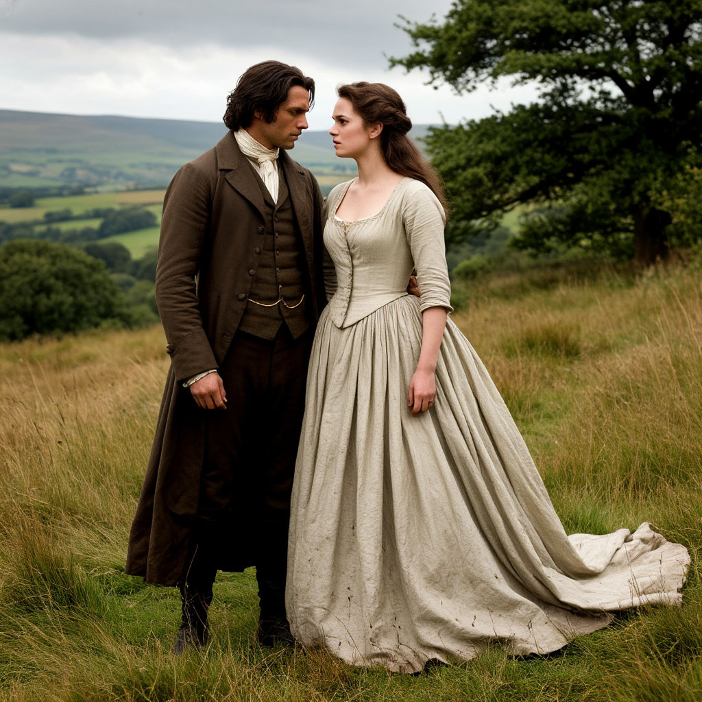 Герои романа "Грозовой перевал" Хитклифф и Кэтрин. Источник: ИИ