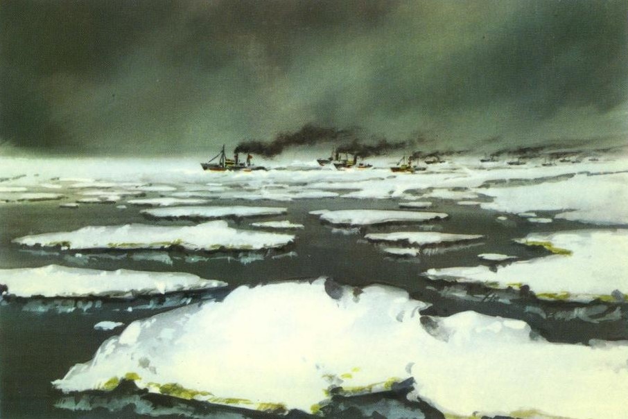 Корабли Сибирской хлебной экспедиции на открытке 1976 года, источник: knl-1983.livejournal.com