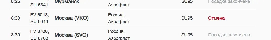    Фото: скриншот онлайн-табло аэропорта Пулково