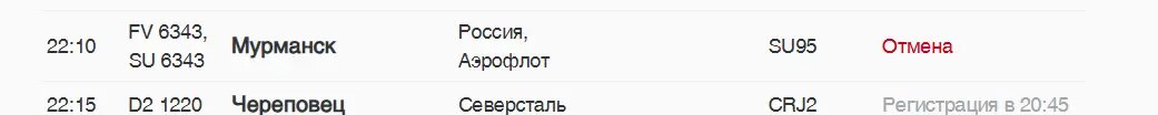    Фото: скриншот онлайн-табло аэропорта Пулково