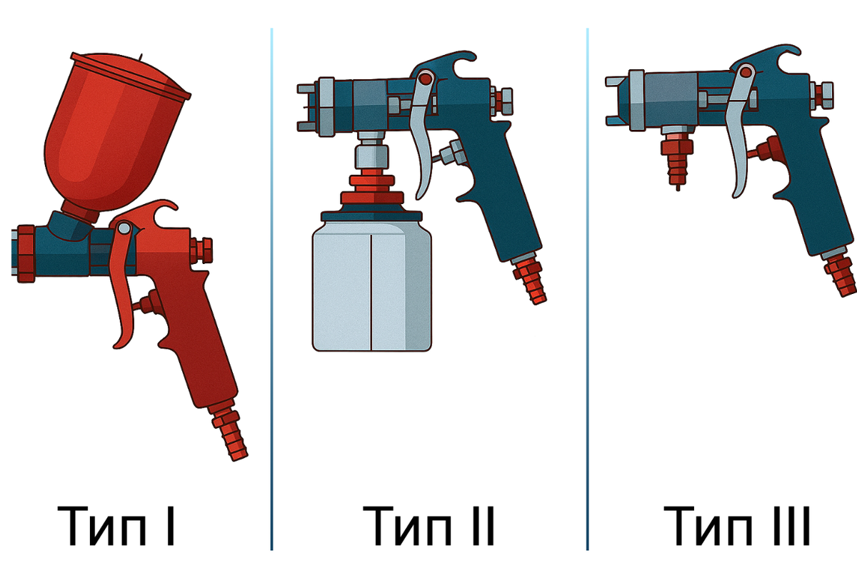 Типы краскораспылителей