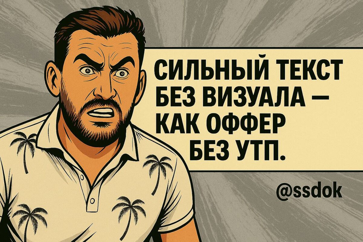 Сильный текст без визуала как оффер без УТП.