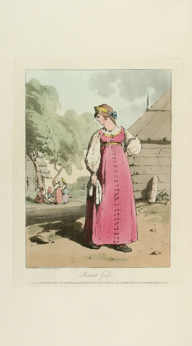 Пример страницы альбома "Живописное изображение нравов, обычаев и развлечений русских на ста цветных иллюстрациях с подробным описанием каждой из них на английском и французском языках"