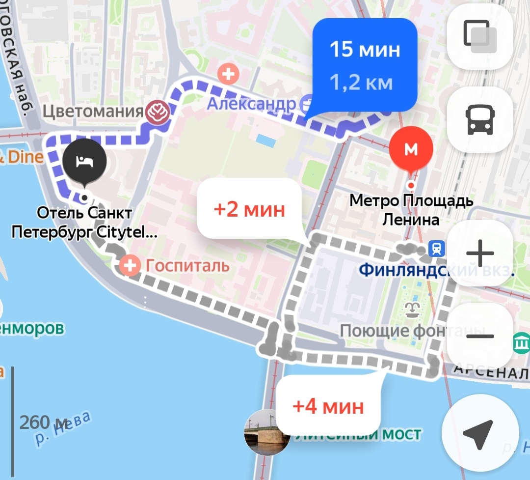 Расположение отеля "Санкт-Петербург" 4* на Яндекс картах