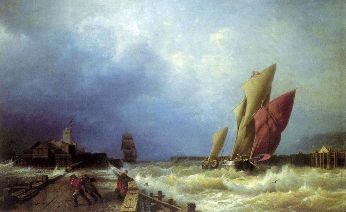 «Вход Рыбачьего Судна в Бурю в Гавань Сен-Валери в Ко (Франция)»