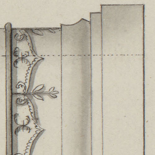 Фрагмент скана страницы из альбома "Чертежи древних медных артиллерийских орудий, хранившихся в арсеналах Москвы, Петербурга, Риги и Киева, изготовленные при Артиллерийском кадетском корпусе"