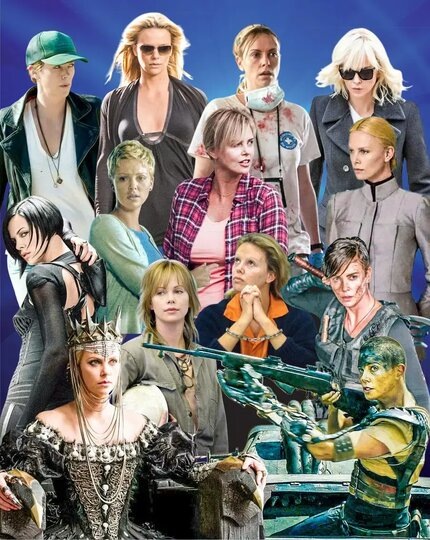    Героини Шарлиз Терон. Графика Сергей Лебедев/кадры из фильмов.