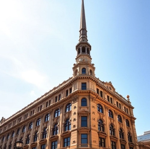 Здание XIX века со шпилем