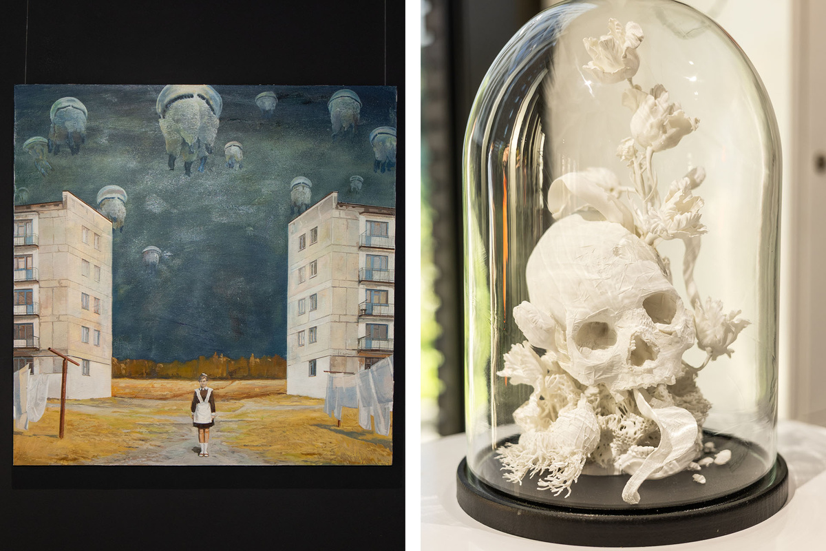    Работы в экспозиции выставки «Русский хоррор: ритуал противоречий»