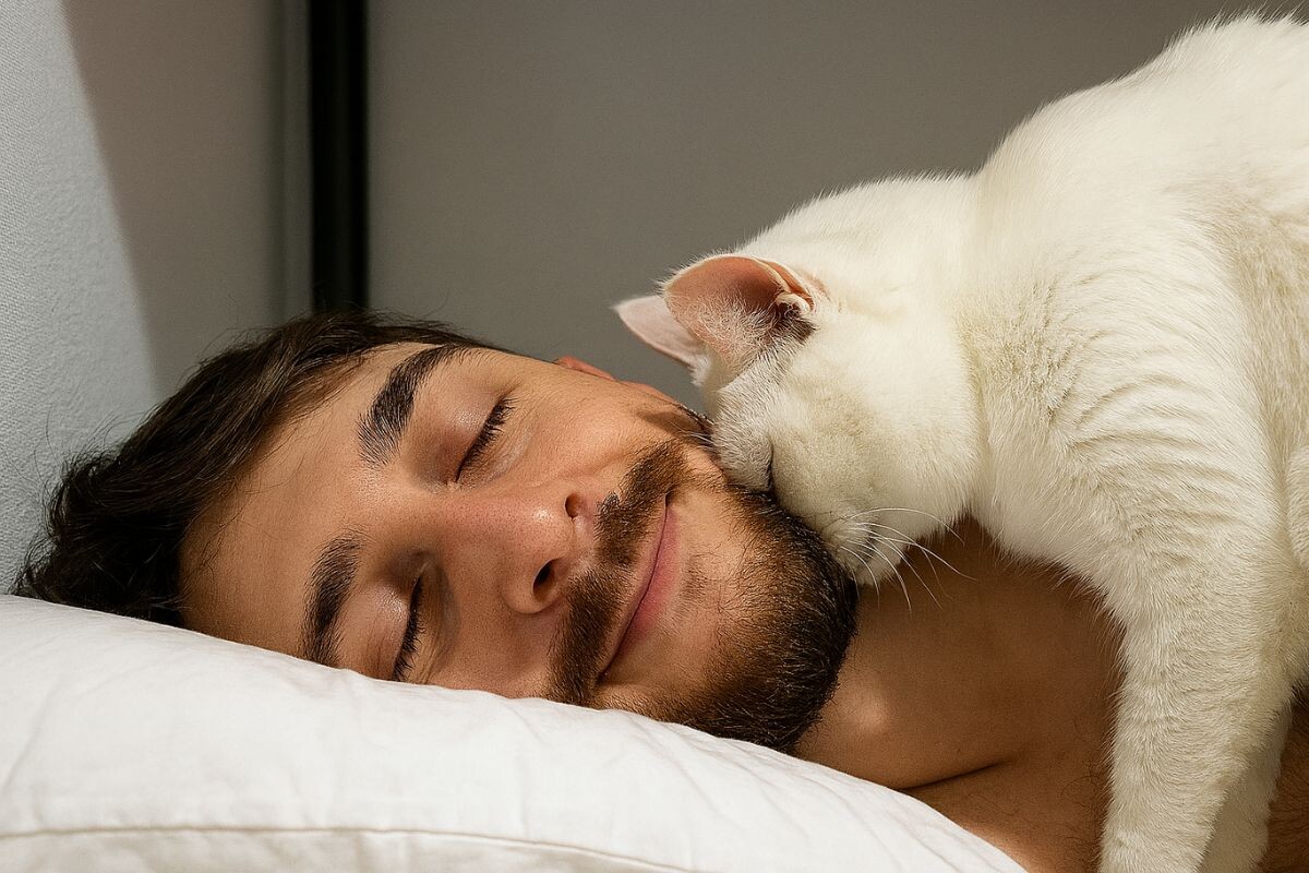Кошка трётся о лицо
