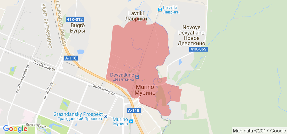 географическое расположение Мурино