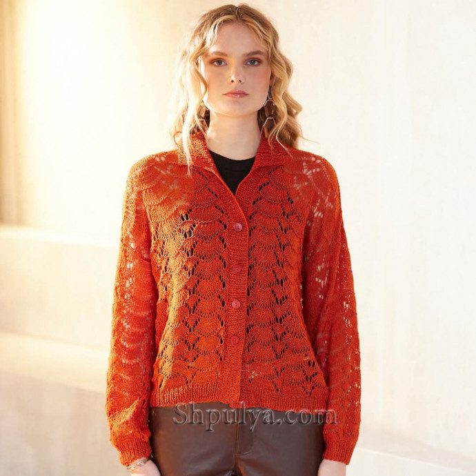 Ажурный вязаный жакет свободного силуэта