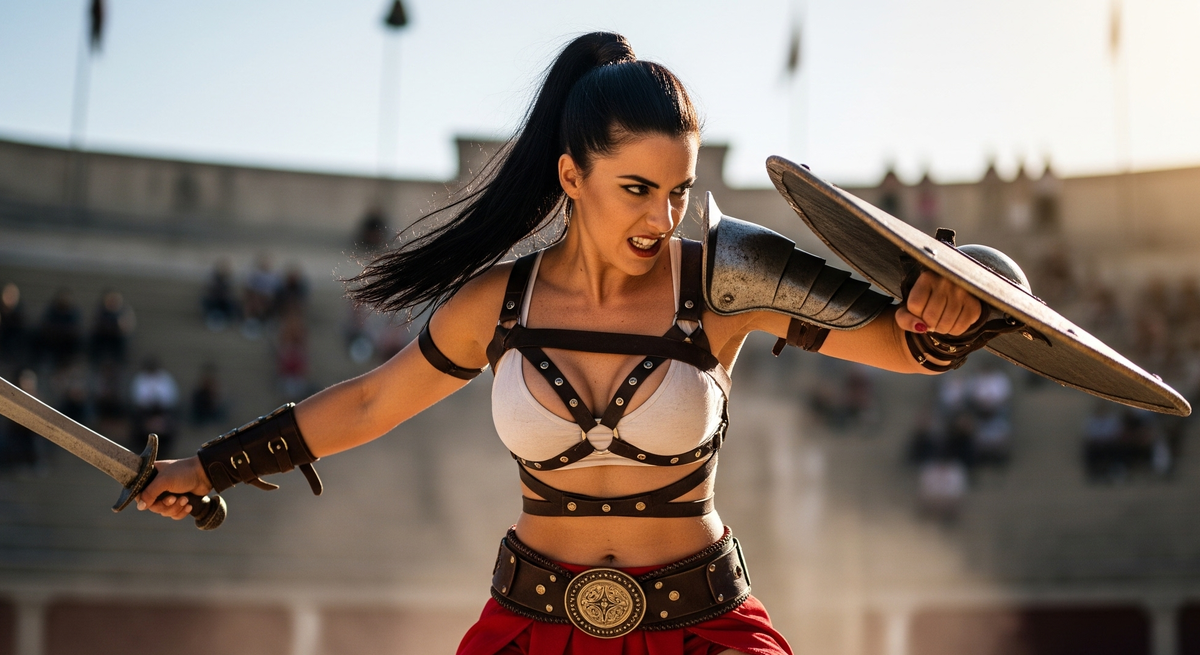 Гладиаторша. Сгенерировано Google Gemini