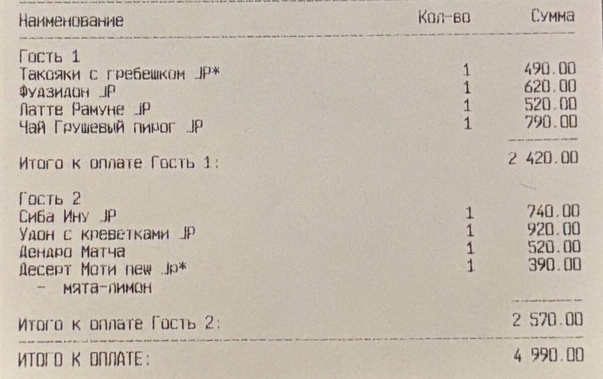 Чек на двоих.