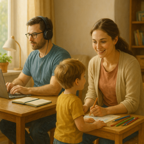 Организация домашнего офиса при маленьких школьниках