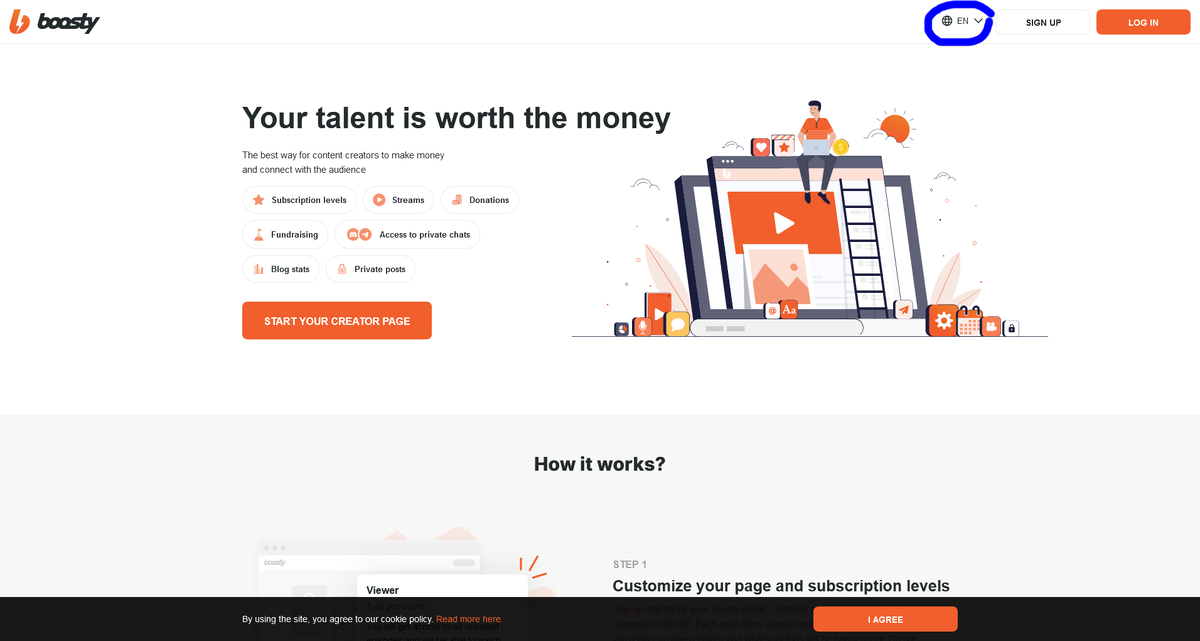 В правом верхнем углу поменяйте ЯЗЫК на русский