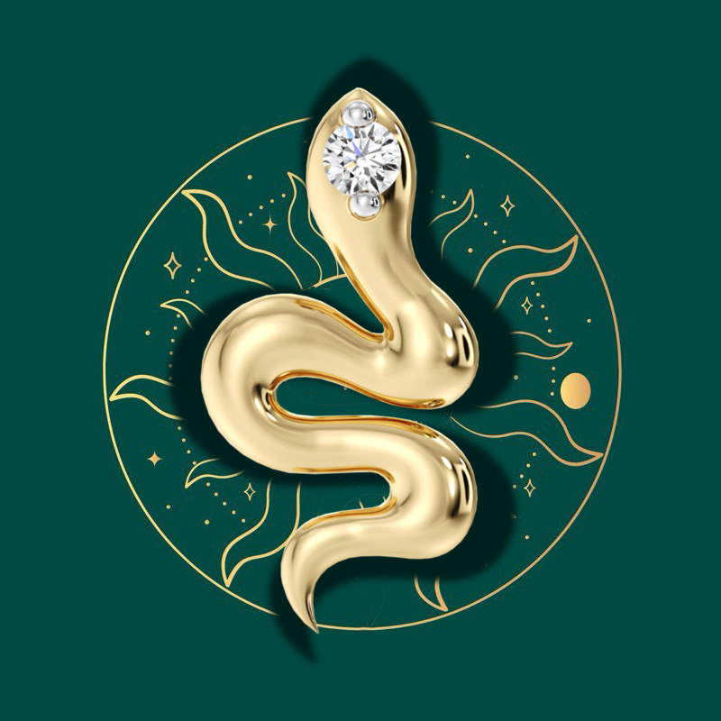 Серьга Serendipity Snake из желтого золота с бриллиантом