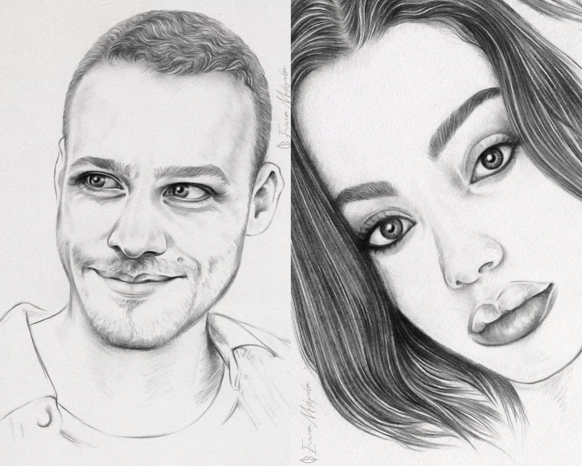 Рисунки художницы из России Елены. Источник инстаграм. Главные герои фильма "Сердцебиение"