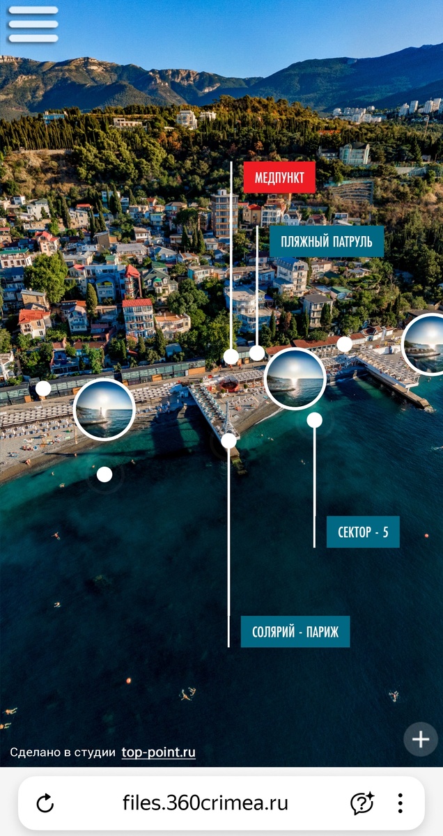 Вид интерактивных страниц сайта