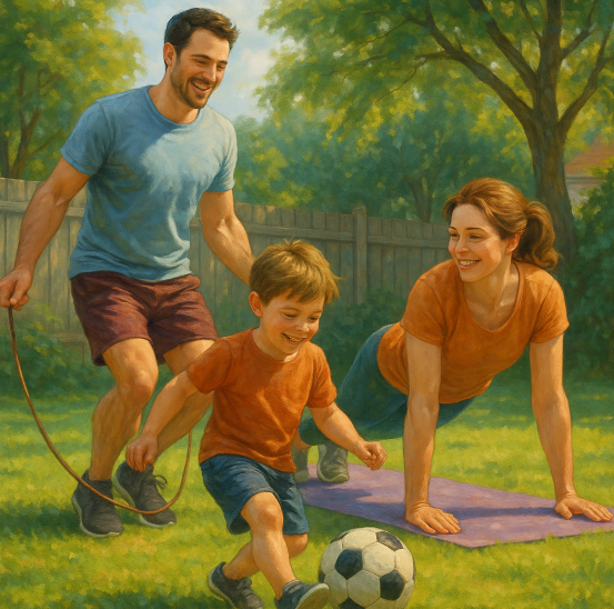 Физические игры во дворе и домашние тренировки