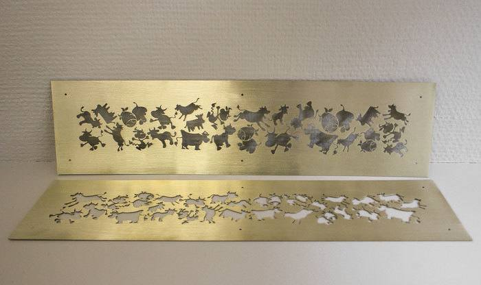 Декоративные решетки из латуни для врезки в подоконник. Лазерная резка по макету заказчика.